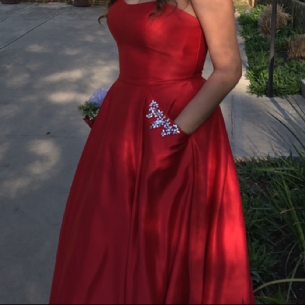 Long red dress worn to prom only